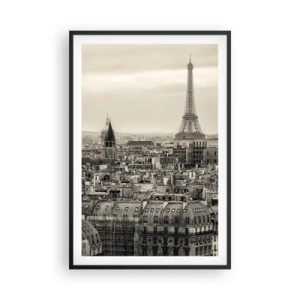 Plakat i sort ramme - Over Paris' hustage - 61x91 cm