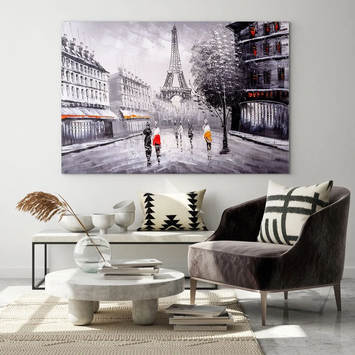 Billede på glas - En parisisk spadseretur - 120x80 cm