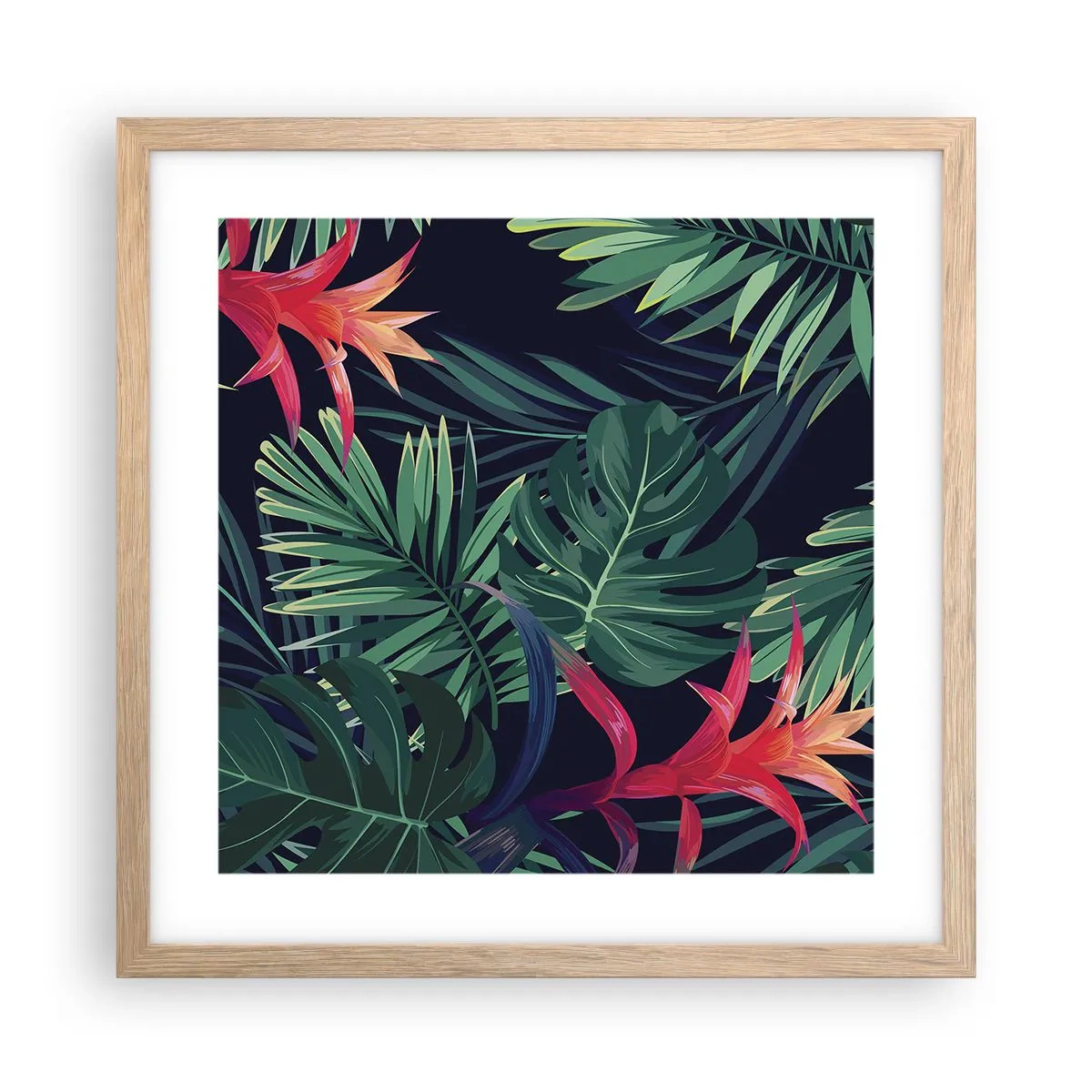 Plakat i ramme af lyst egetræ - Brænd i grønt - 40x40 cm