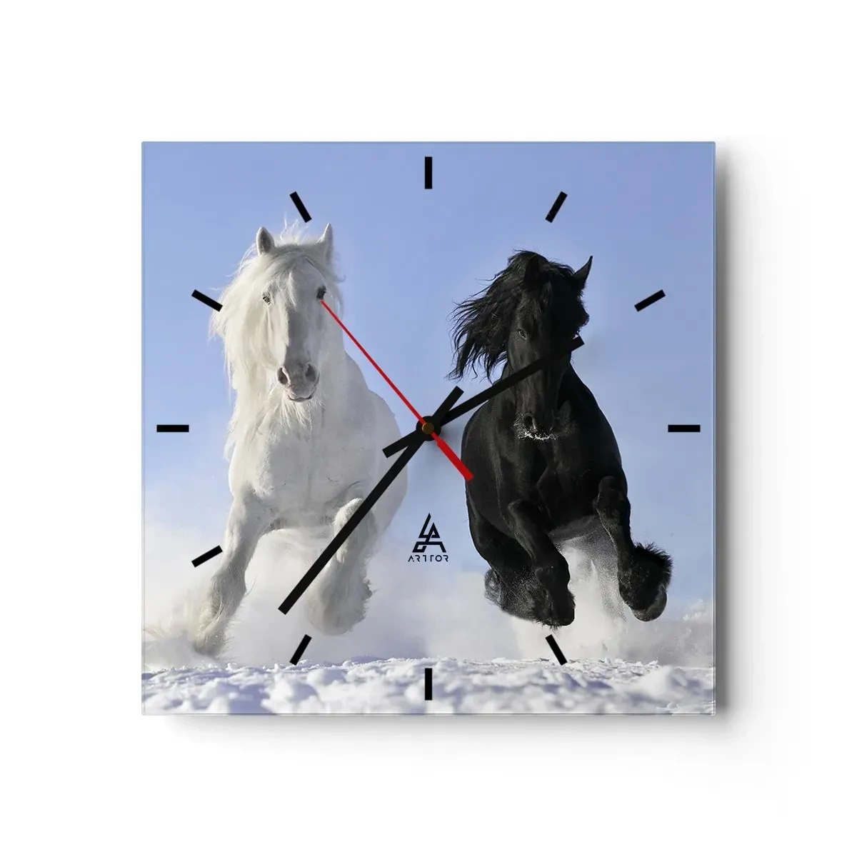Vægur, Uret - Sort og hvid galop - 30x30 cm