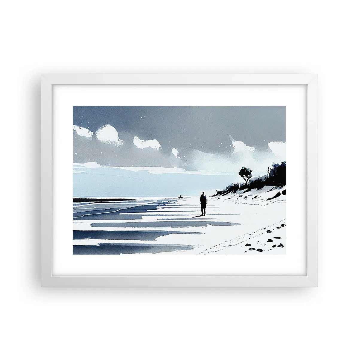 Plakat i hvid ramme - Alene - 40x30 cm