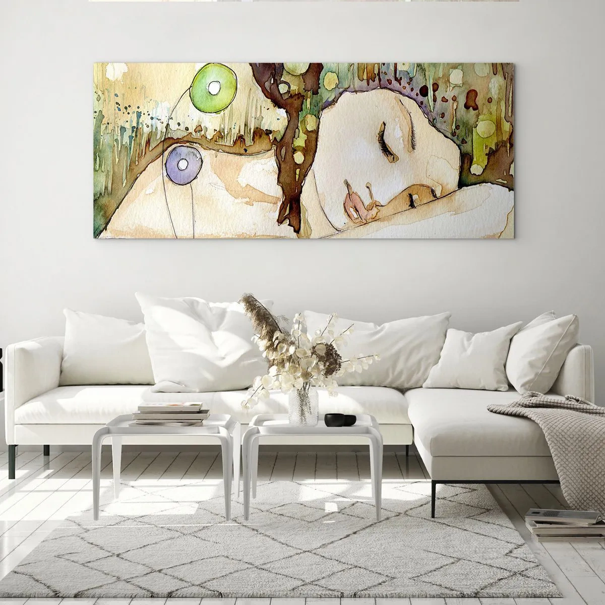 Billede på glas - Smaragd-violet drøm - 100x40 cm