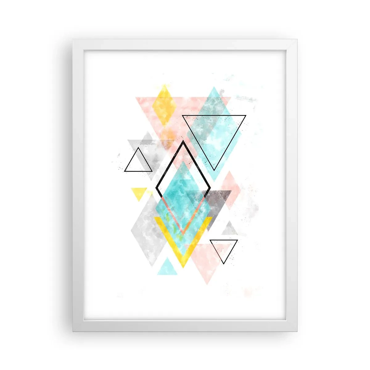 Plakat i hvid ramme - Geometrisk leg - 30x40 cm