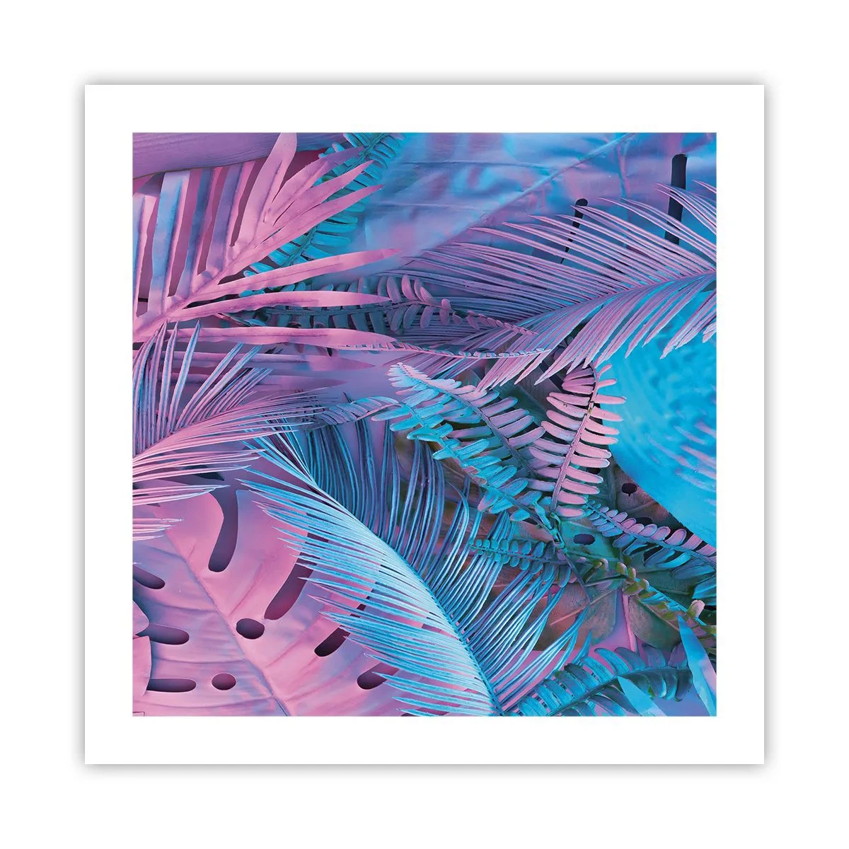 Plakat - Troperne i lyserød og blå - 50x50 cm