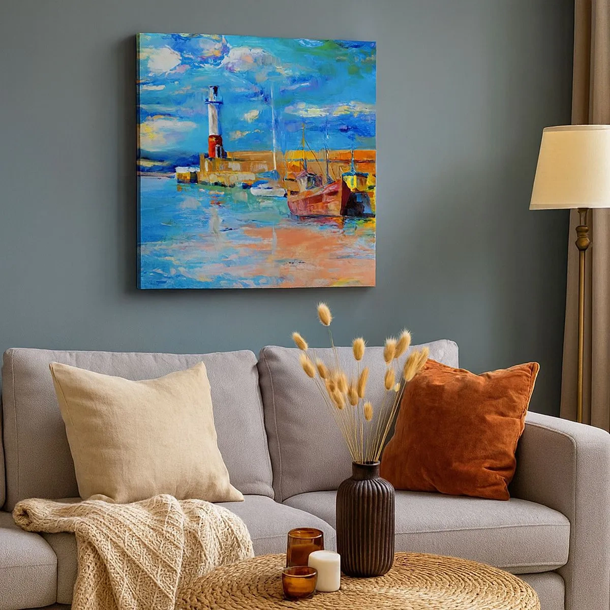 Lærredstryk - Billede på lærred - Eftermiddag i regnbuebugten - 30x30 cm