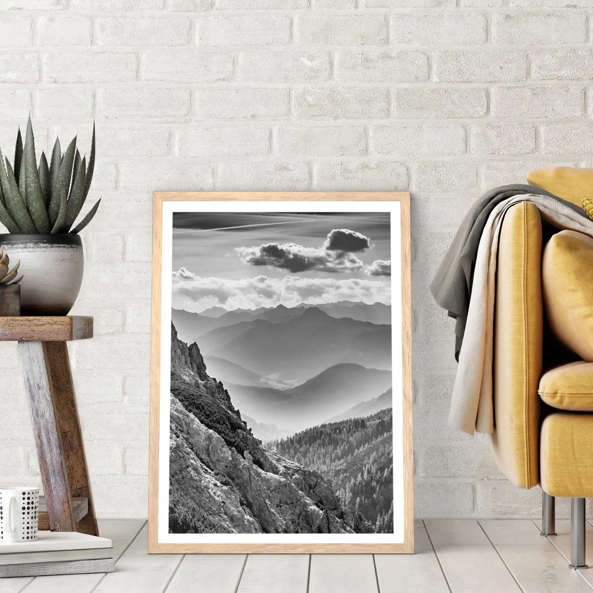 Plakat i ramme af lyst egetræ - Hele vejen til horisonten - 30x40 cm