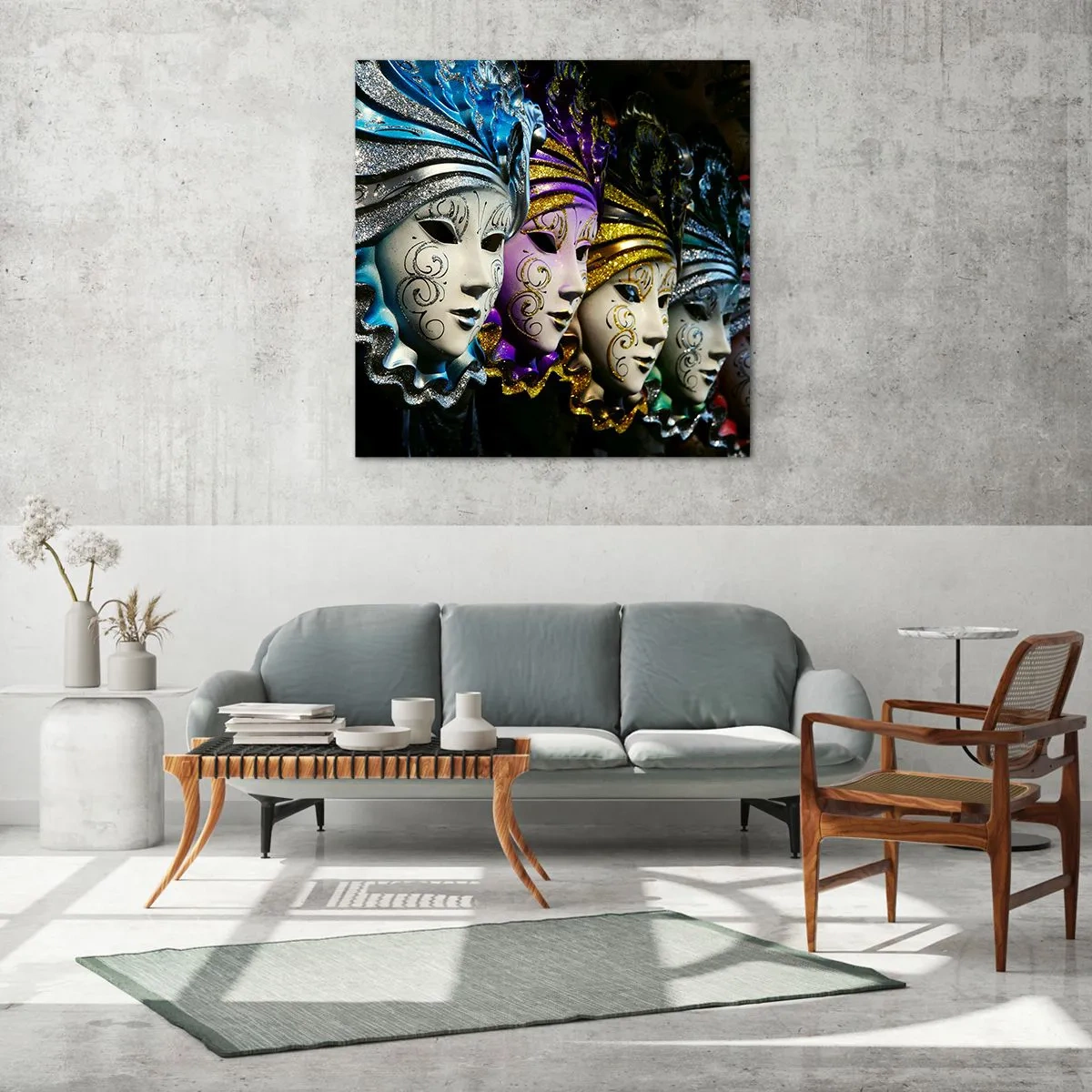 Billede på glas - Mysterium i guld og sølv - 30x30 cm