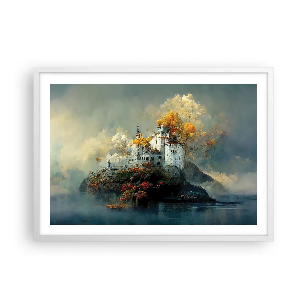 Plakat i hvid ramme - Begyndelsen på en romantisk historie - 70x50 cm