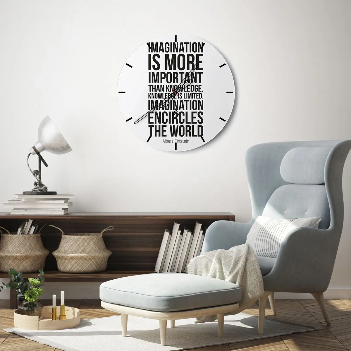 Vægur, Uret - Einstein om fantasiens kraft - 30x30 cm
