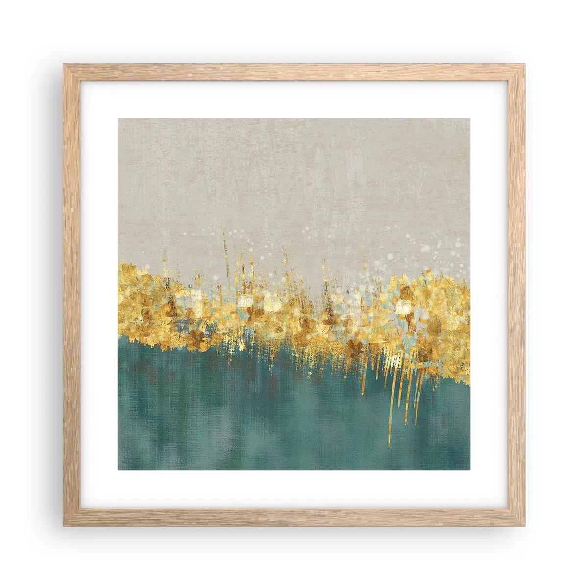 Plakat i ramme af lyst egetræ - Den gyldne grænse - 40x40 cm