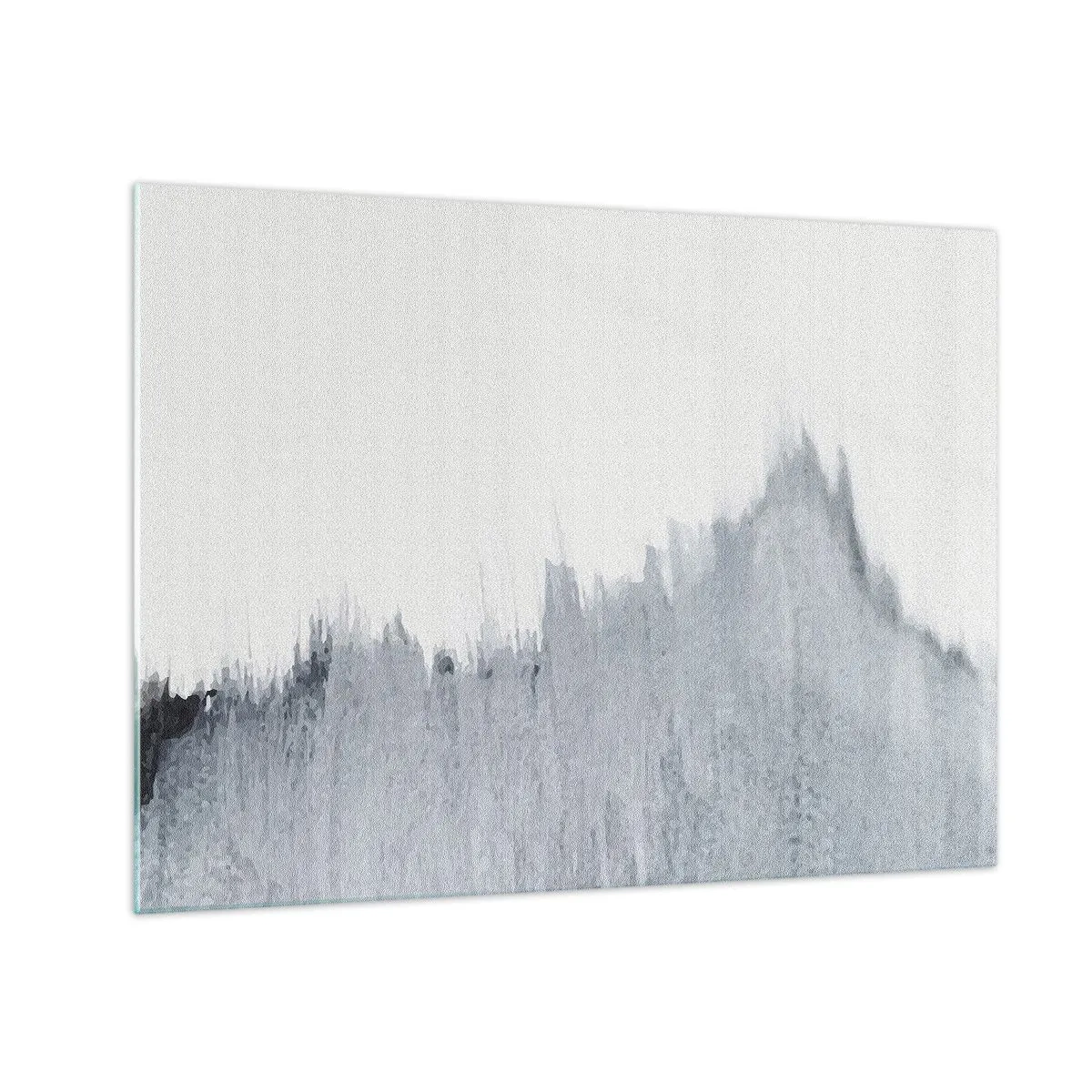 Billede på glas - En abstrakt komposition i grå nuancer, der ligner en grammofonplade mod en hvid baggrund. - 70x50cm - Mystisk plade - Moderne vægdekoration til stue og soveværelse ARTTOR