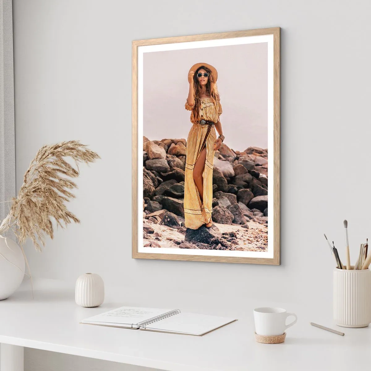 Plakat i ramme af lyst egetræ - Magien ved sten - 30x40 cm