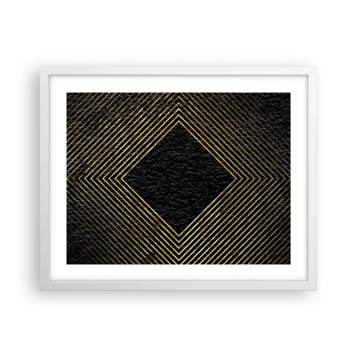 Plakat i hvid ramme - Geometri i glamour-stil - 50x40 cm