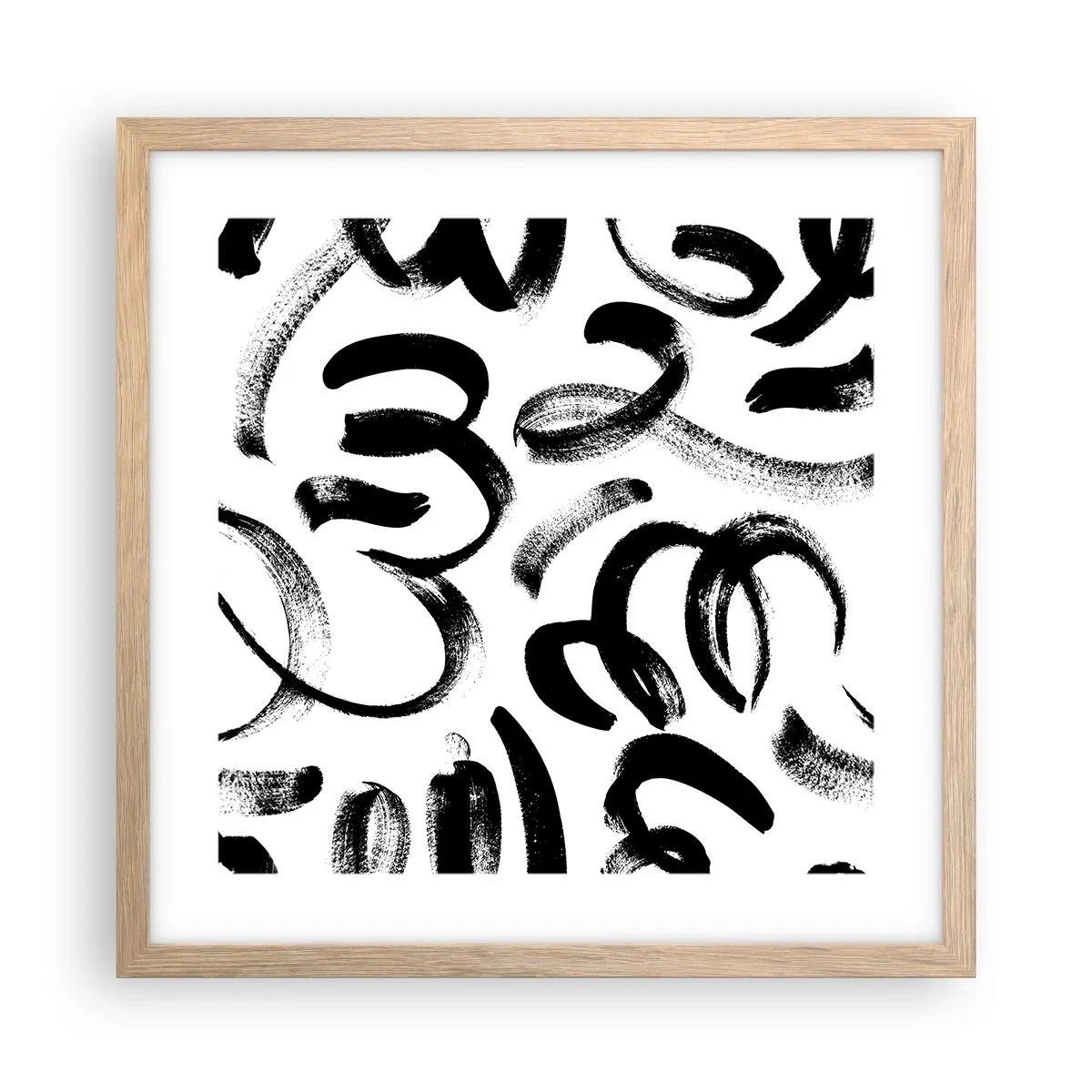 Plakat i ramme af lyst egetræ - I sort og hvidt - 40x40 cm