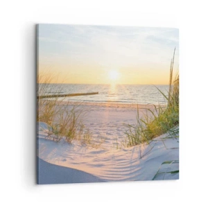 Lærredstryk - Billede på lærred - Havet brummer, fuglene synger, en vild strand midt i græsset.... - 60x60 cm