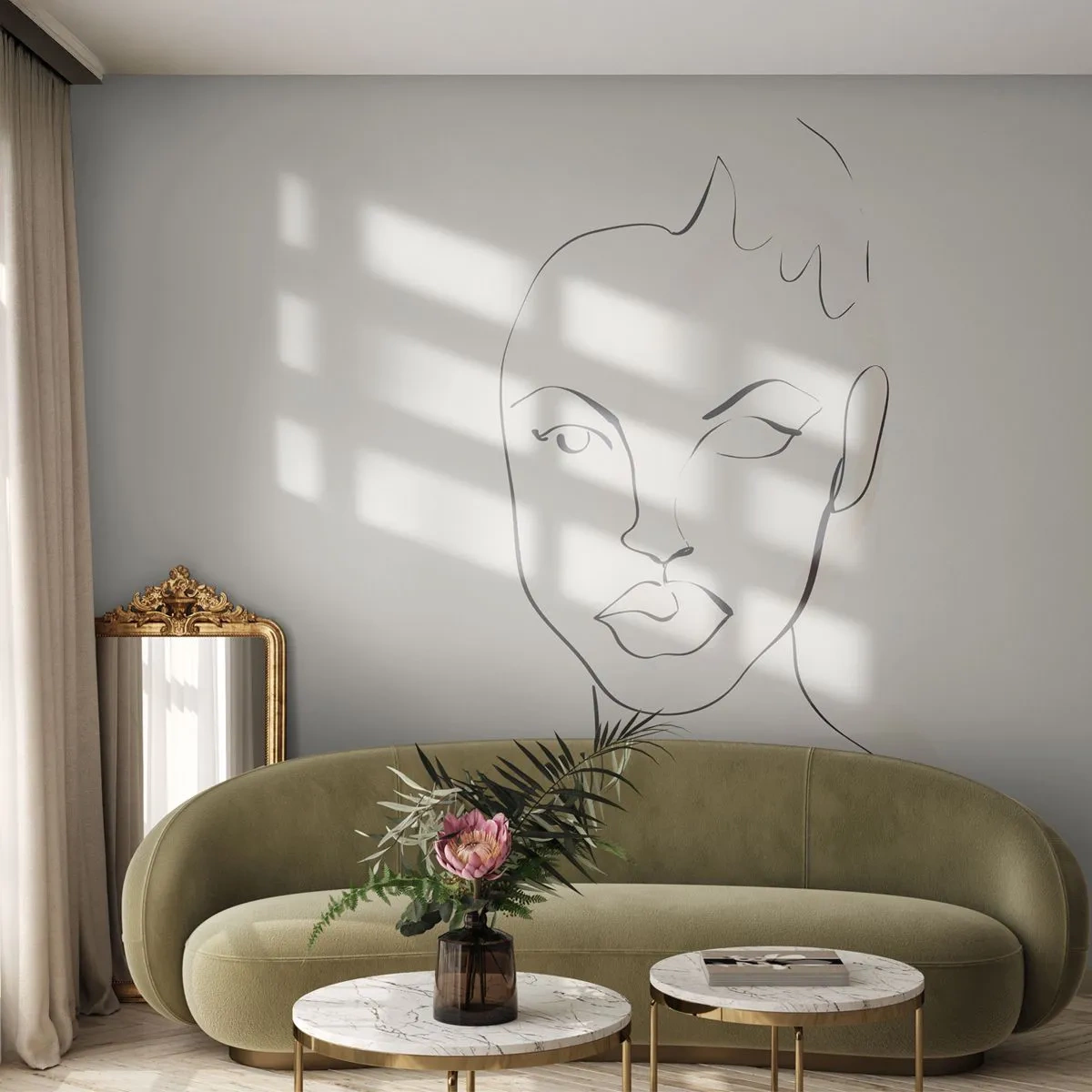 Fototapet Premium Sand - Omrids af sensualitet - Kvinde, Grafik, Stykke - 250x175 cm