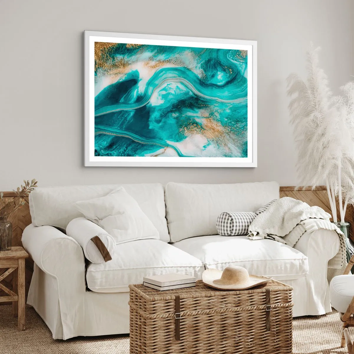 Plakat i hvid ramme - Flod af guld - 50x40 cm