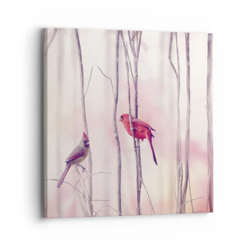 Lærredstryk - Billede på lærred - Fortællingen om den lyserøde skov - 30x30 cm