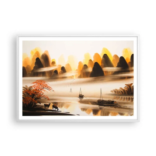 Plakat i hvid ramme - Længere væk end det fjerne Østen - 100x70 cm