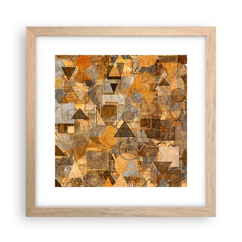 Plakat i ramme af lyst egetræ - Verden i form - 30x30 cm