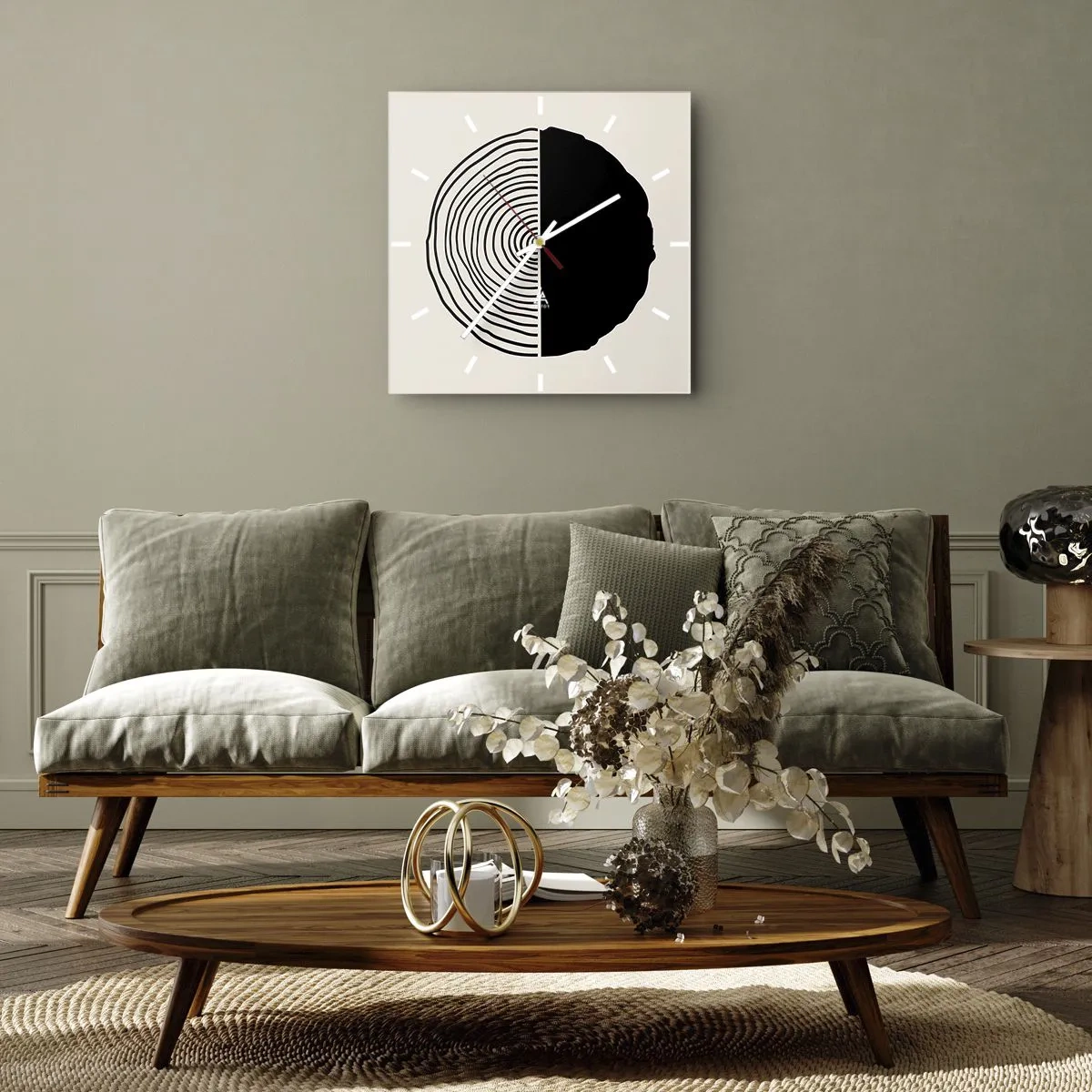 Vægur, Uret - Halvt og halvt - 40x40 cm