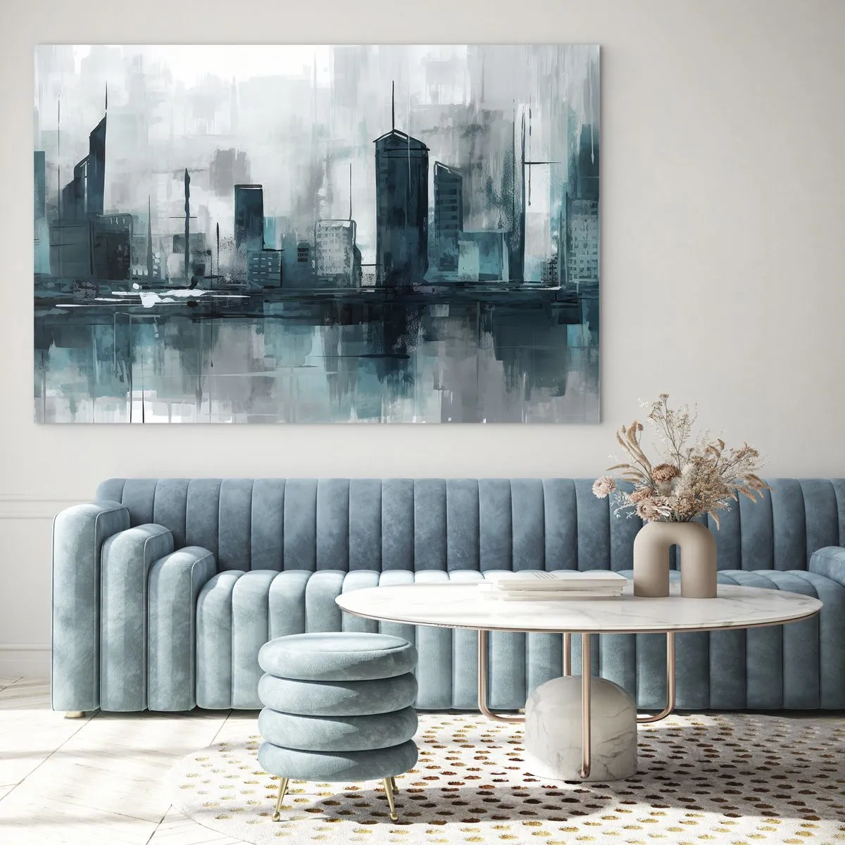 Billede på glas - Regnfarvet by - 70x50 cm