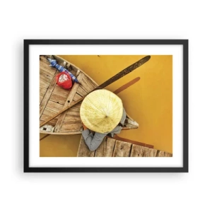 Plakat i sort ramme - Livet på den gule flod - 50x40 cm