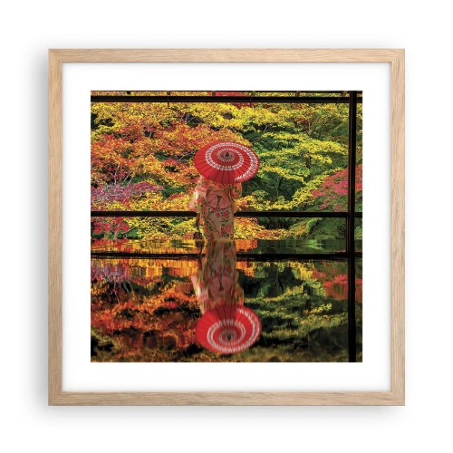 Plakat i ramme af lyst egetræ - I naturens tempel - 40x40 cm