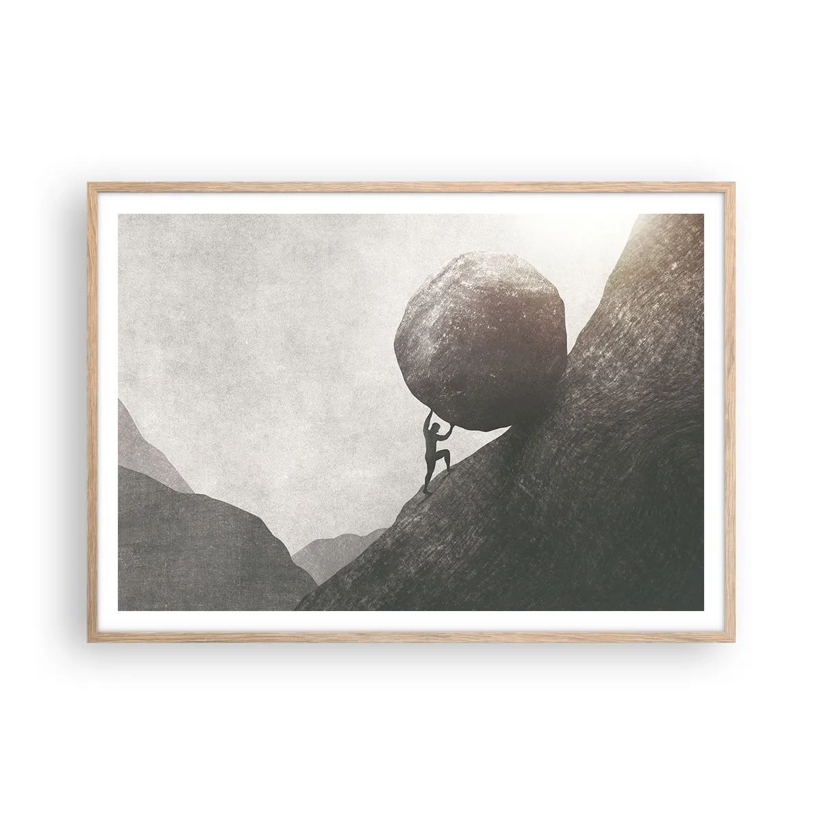 Plakat i ramme af lyst egetræ - Jeg tror mod al forventning - 100x70 cm