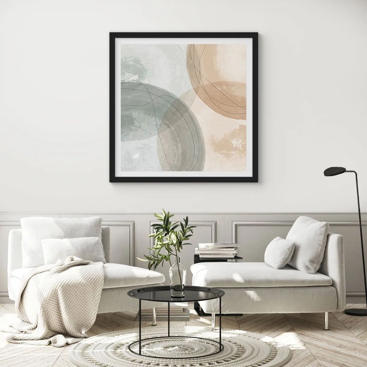 Plakat i sort ramme - Gennemtrængning af verdener - 60x60 cm