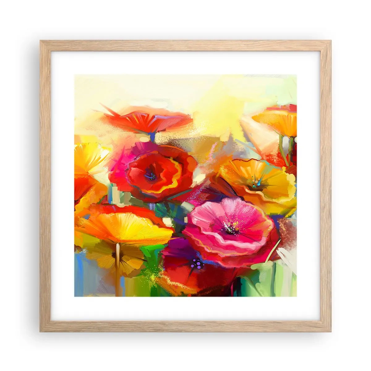 Plakat i ramme af lyst egetræ - Ikke kun rødt - 40x40 cm