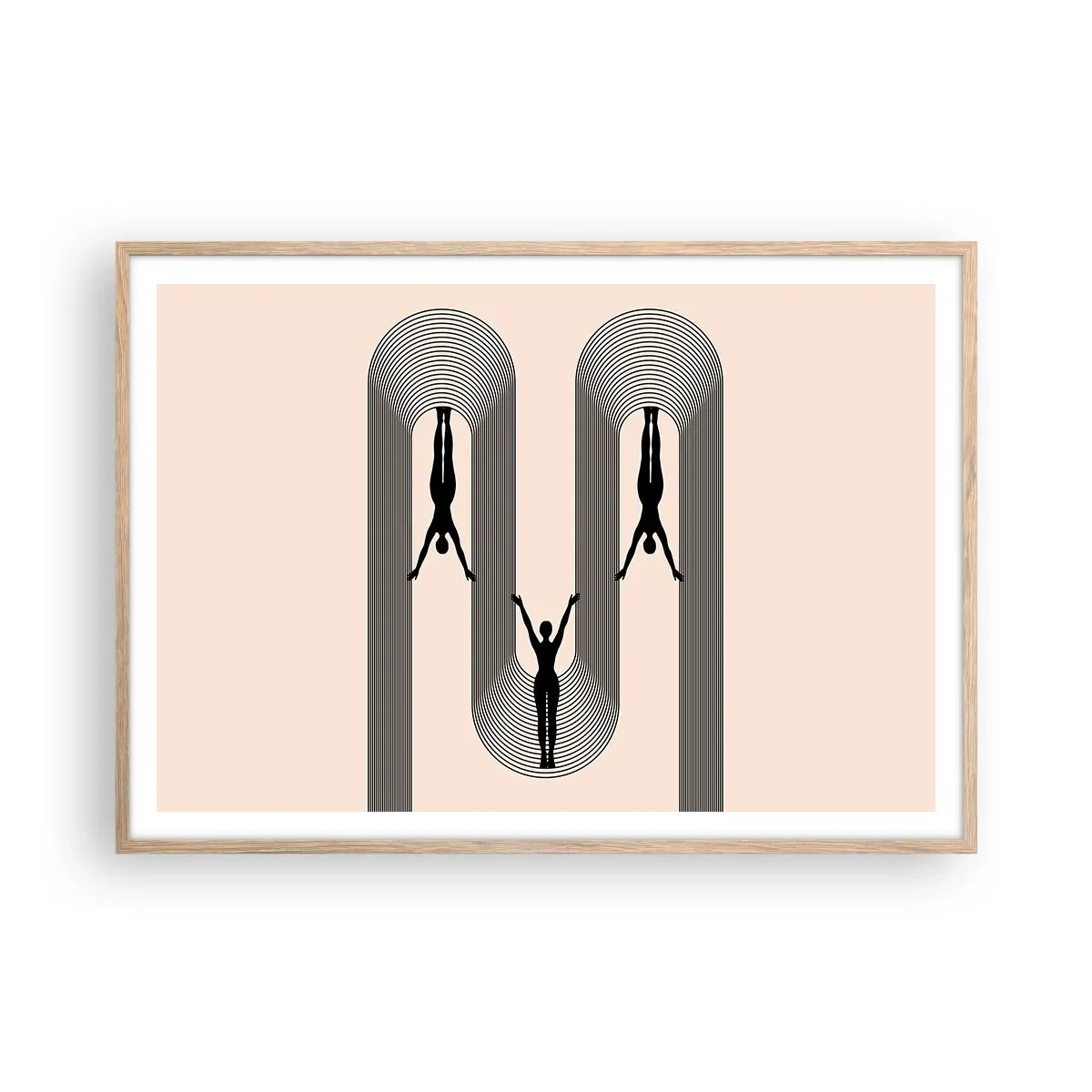 Plakat i ramme af lyst egetræ - På hovedet nedad - 100x70 cm