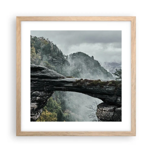 Plakat i ramme af lyst egetræ - Eventyret er ved at begynde - 40x40 cm