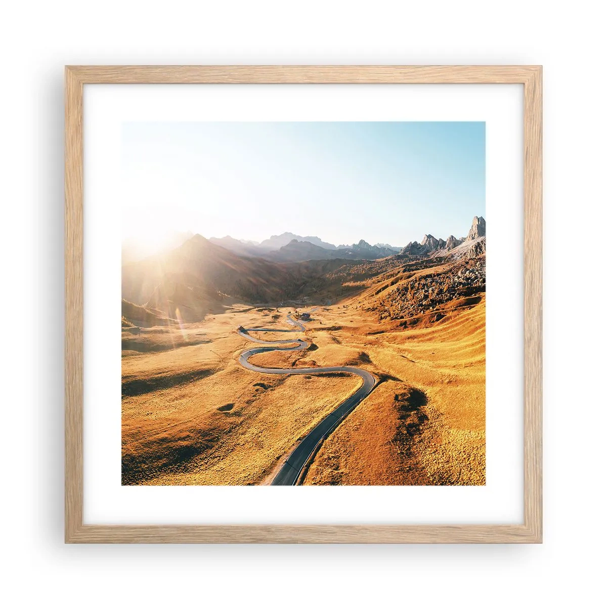 Plakat i ramme af lyst egetræ - I en gylden dal - 40x40 cm