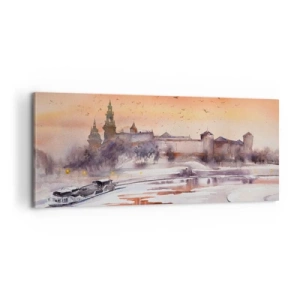 Lærredstryk - Billede på lærred - Kongelig solnedgang - 100x40 cm
