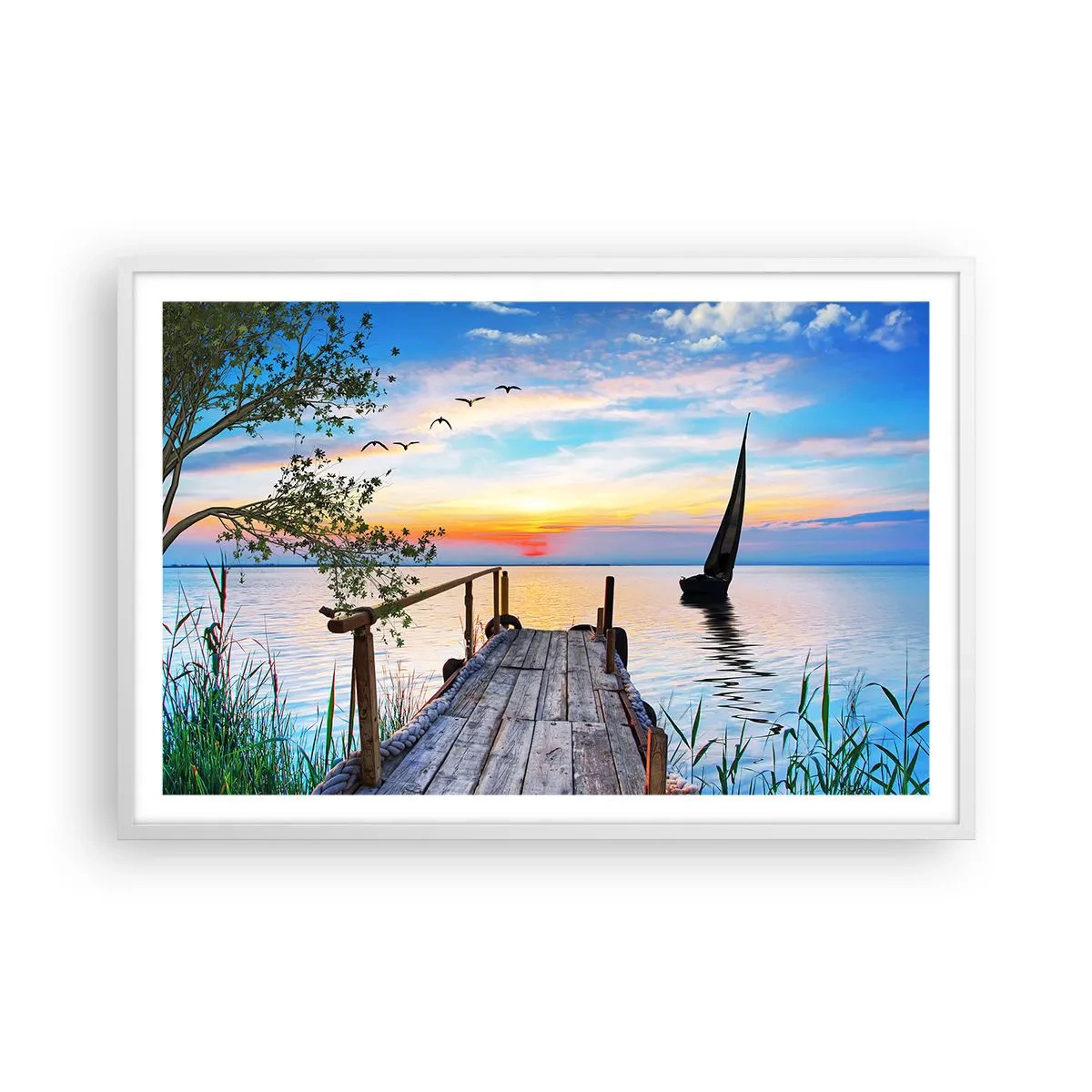 Plakat i hvid ramme - Godaften - 91x61 cm