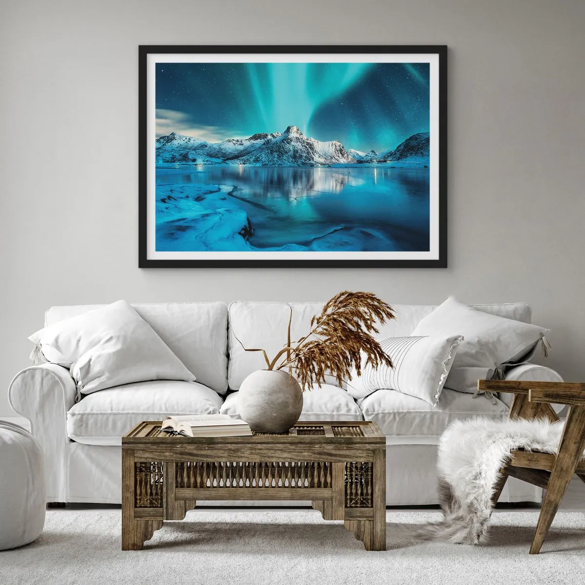 Plakat i sort ramme - Nat med lys - 50x40 cm