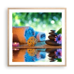 Plakat i ramme af lyst egetræ - Tid til kroppen - 60x60 cm