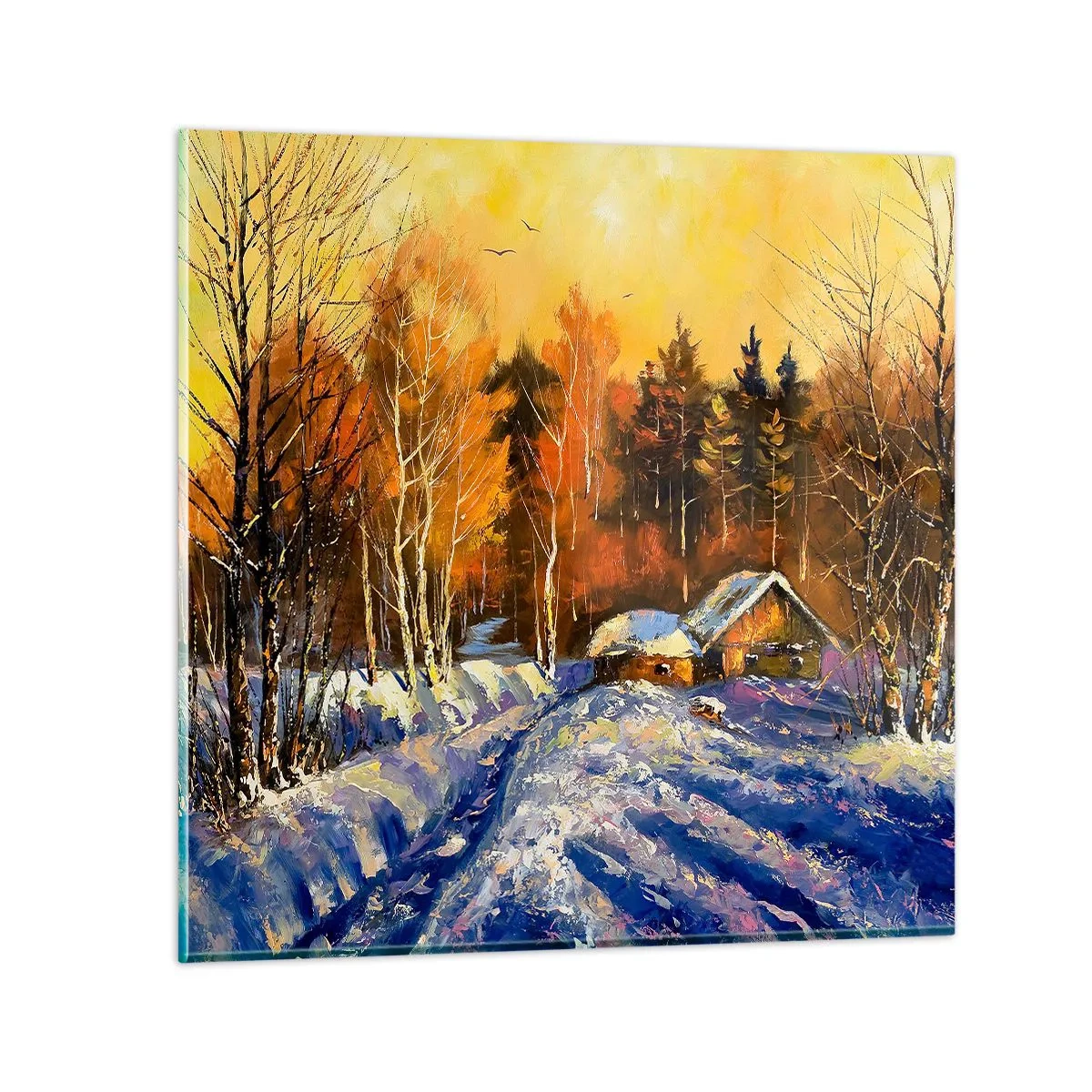 Billede på glas - Vinterindtryk i solen - 50x50 cm