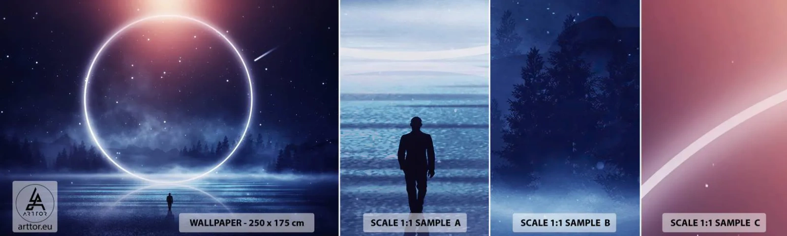 Fototapet Prøve Standard Eco - De er allerede her... - Fantasi, Kosmos, Landskab - 100x30 cm