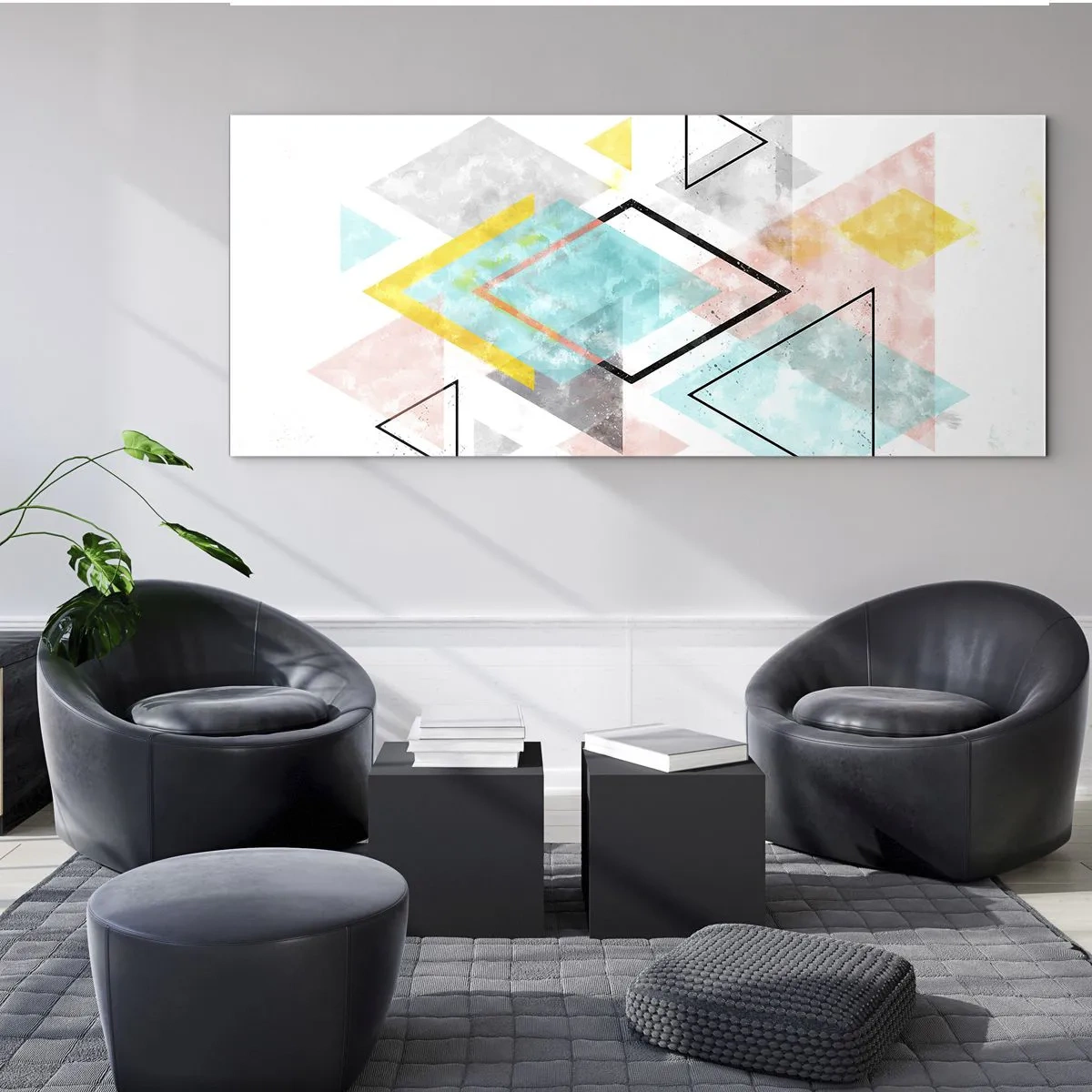 Billede på glas - Geometrisk leg - 100x40 cm