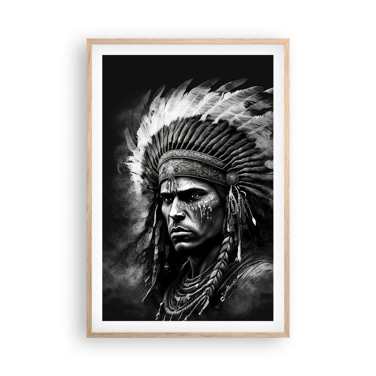 Plakat i ramme af lyst egetræ - Leder og kriger - 61x91 cm