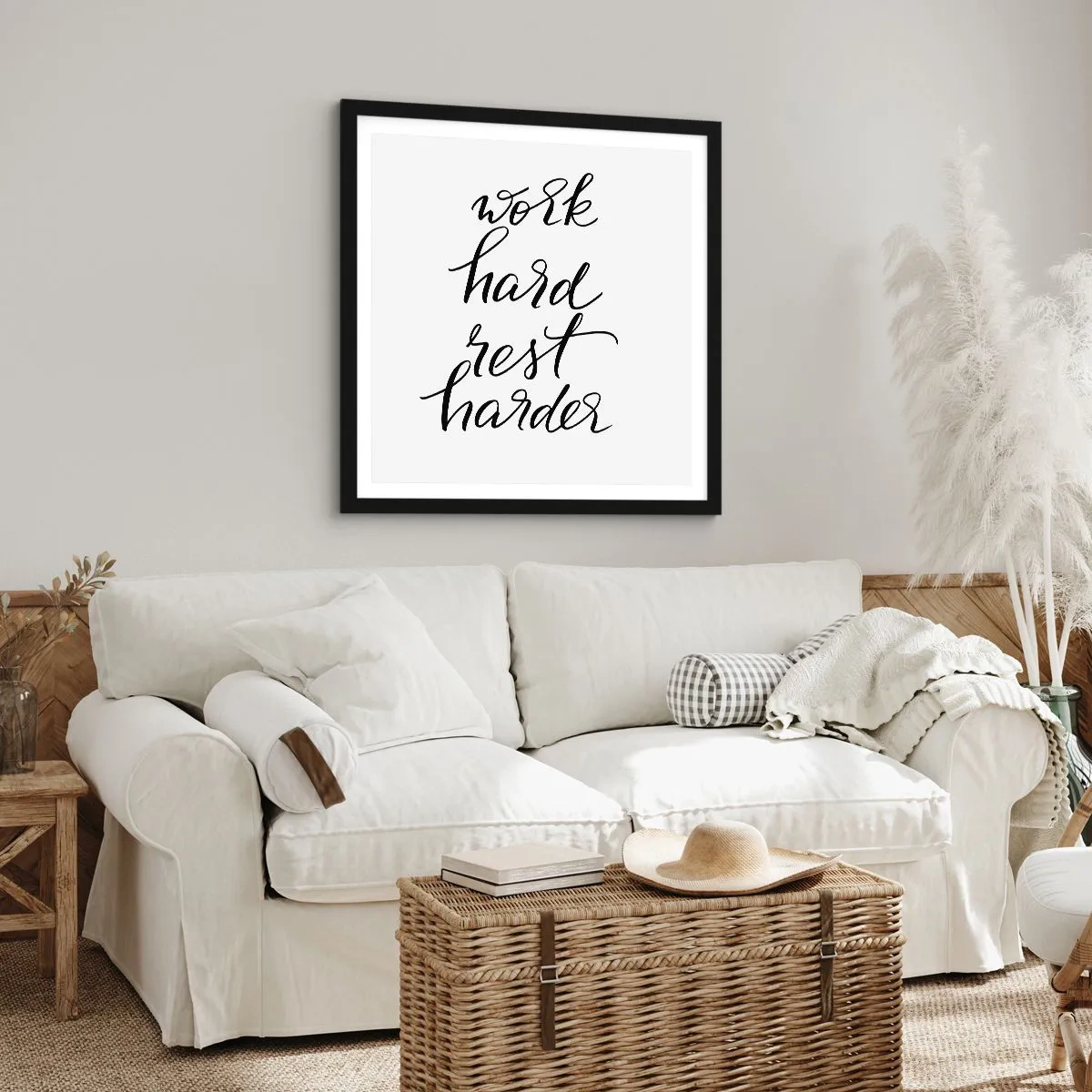 Plakat i sort ramme - Balance i livet - 60x60 cm