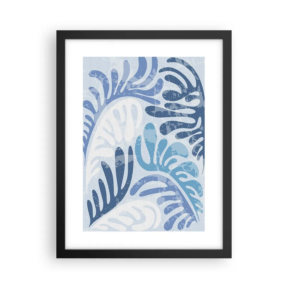 Plakat i sort ramme - Blå bregner - 30x40 cm