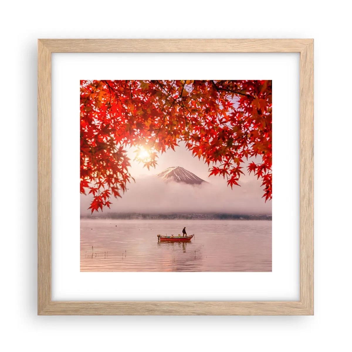 Plakat i ramme af lyst egetræ - I en japansk atmosfære - 30x30 cm