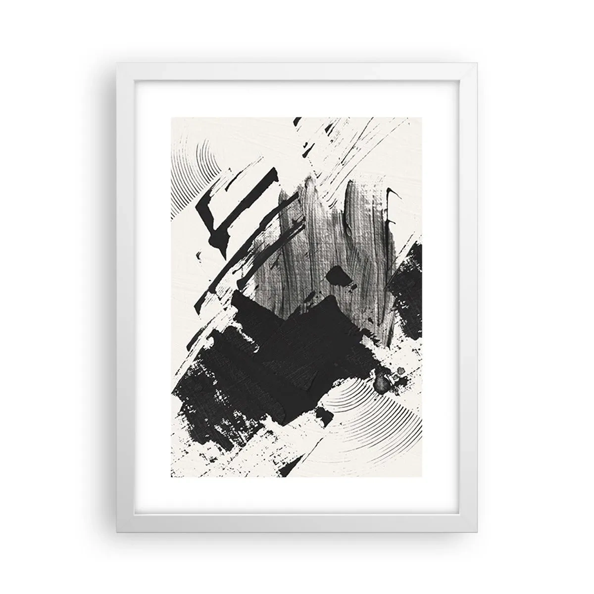 Plakat i hvid ramme - Abstraktion - det sortes udtryk - 30x40 cm