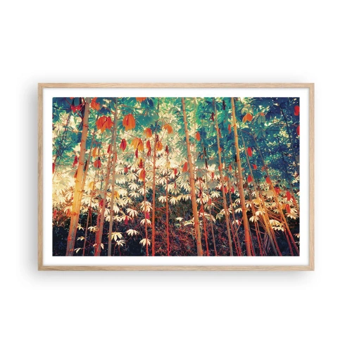 Plakat i ramme af lyst egetræ - Bladenes hemmelige liv - 91x61 cm