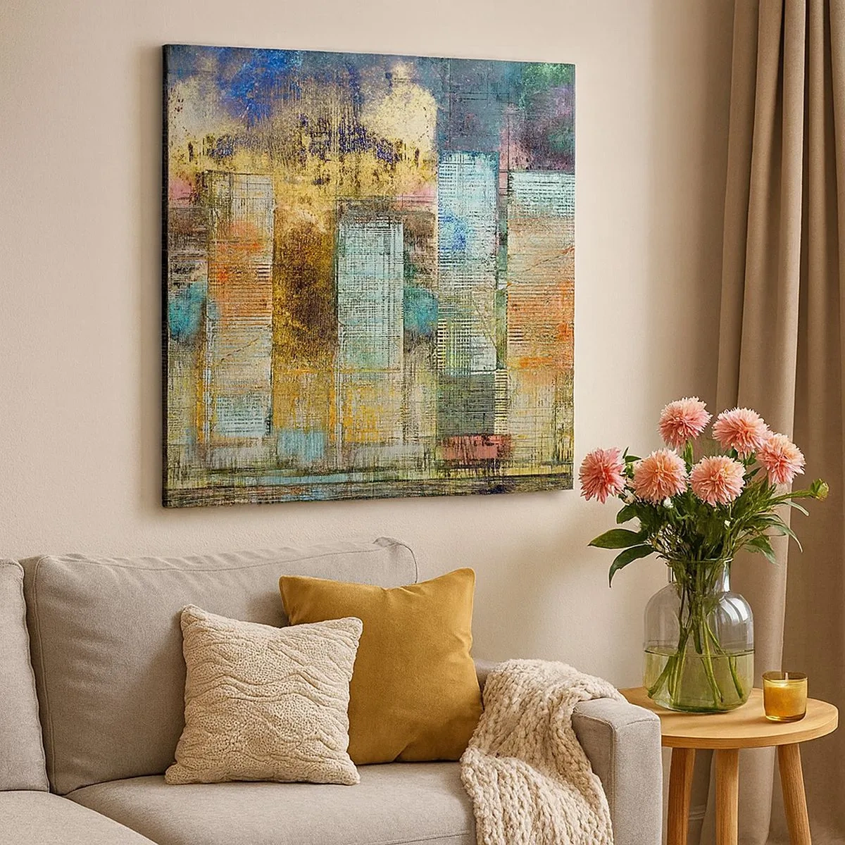 Lærredstryk - Billede på lærred - Solrig metropol - 30x30 cm