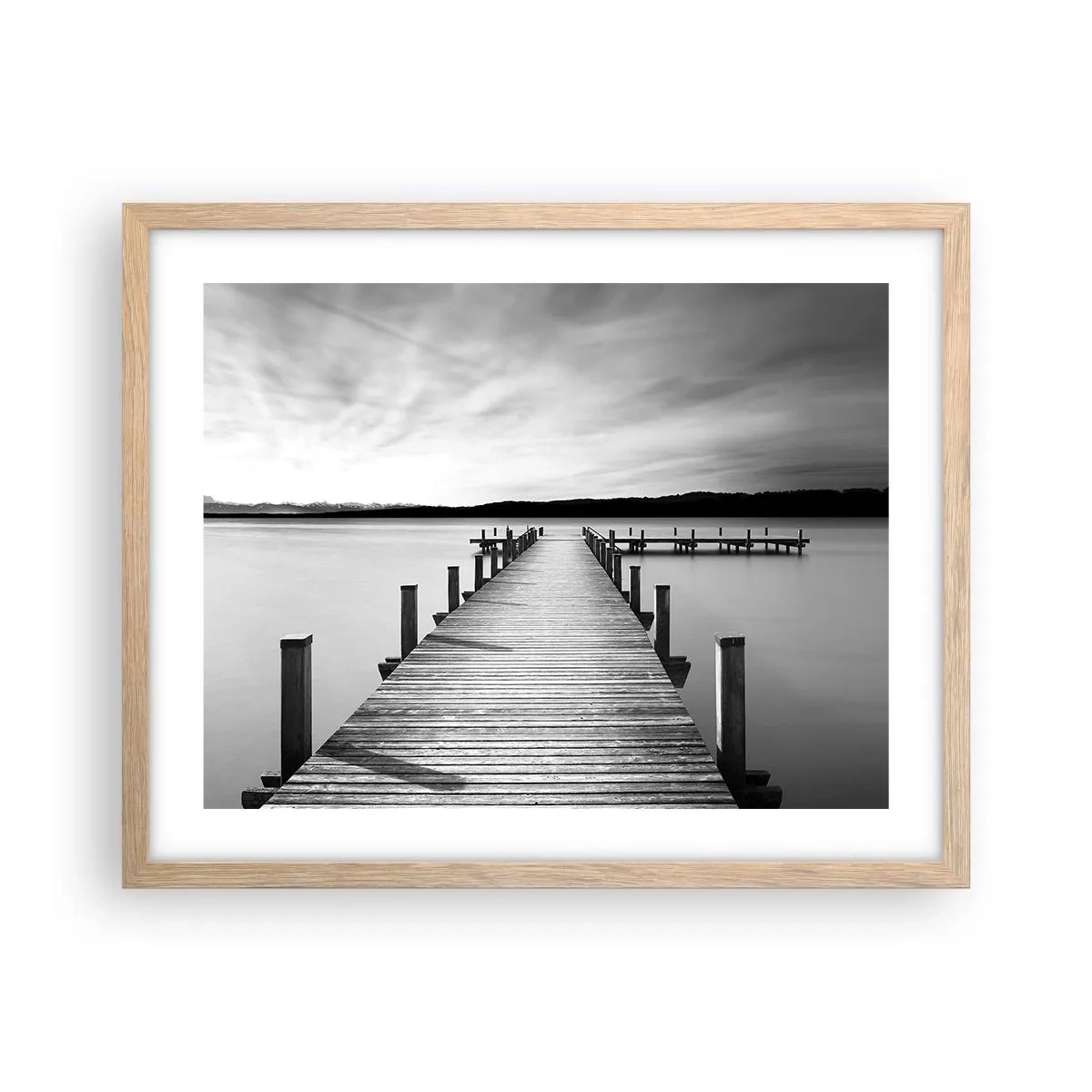 Plakat i ramme af lyst egetræ - På vandhullet - fred - 50x40 cm
