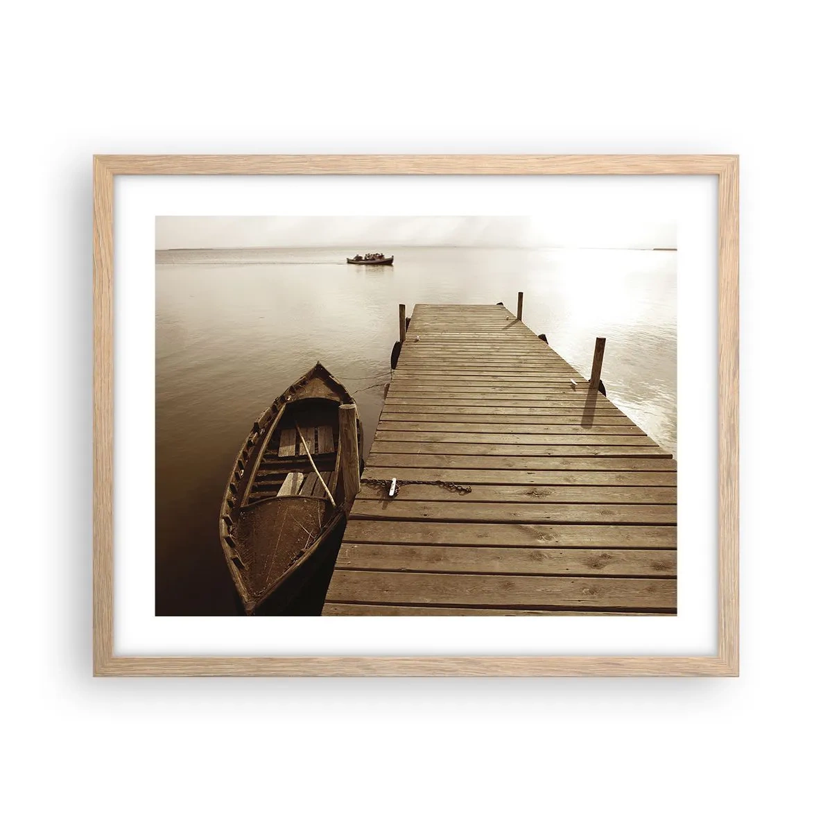 Plakat i ramme af lyst egetræ - Stor fred - 50x40 cm